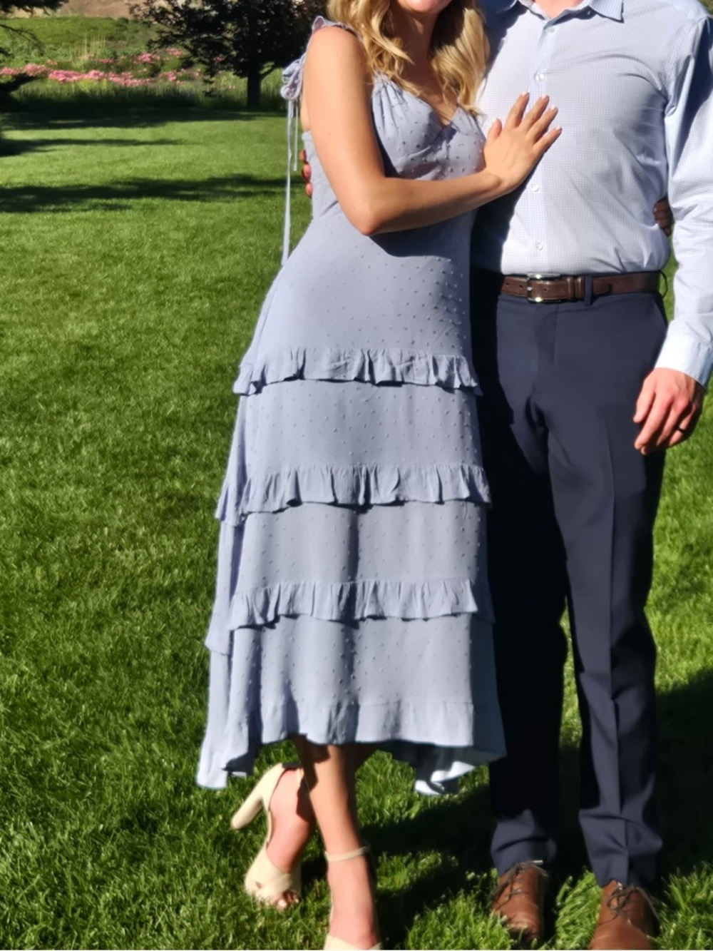 Light Blue Ruffle / Polka-Dot Tiered Sundress